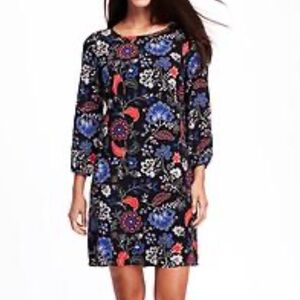 Old navy black blue floral zip up dress size XXL